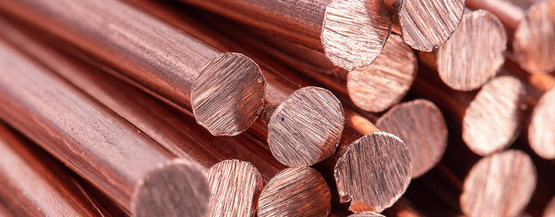 Close-up of a pile of copper rods.