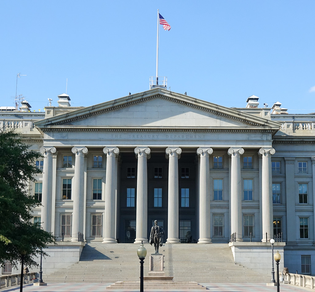 The Treasury Department in Washington DC, USA.