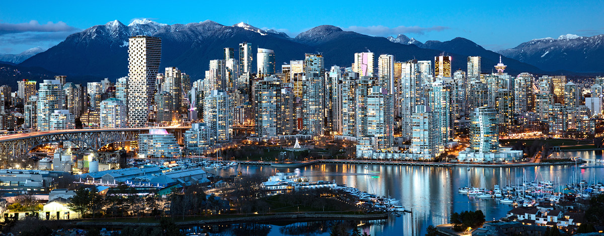 Skyline of downtown Vancouver, BC, Canada.