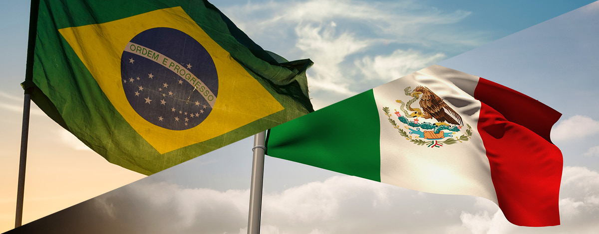 Brazil and Mexico flags.