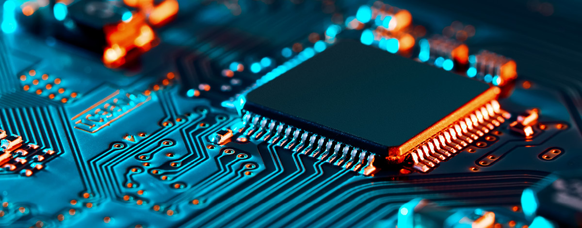 Close-up image of an electronic circuit board.