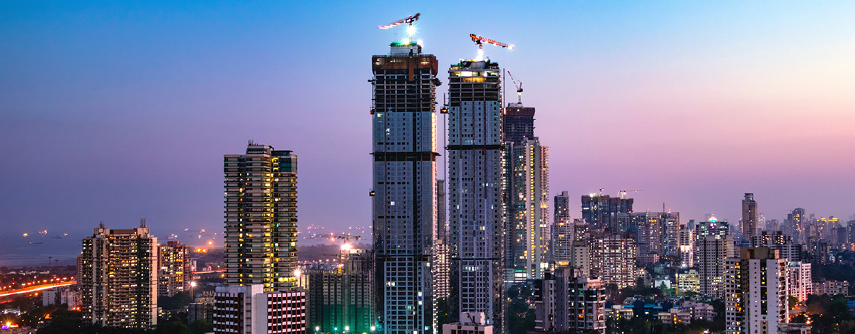 Wadala, Sewri, Lalbaug - skyline of Mumbai, India.