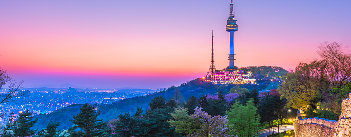 Seoul Tower during spring in South Korea.